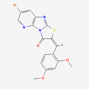 (4E)-10-bromo-4-[(2,4-dimethoxyphenyl)methylidene]-5-thia-2,7,12-triazatricyclo[6.4.0.02,6]dodeca-1(8),6,9,11-tetraen-3-one