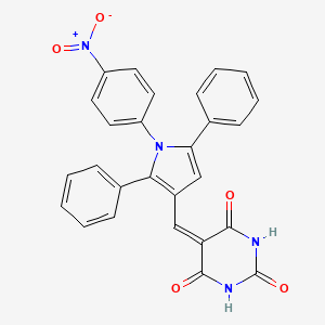 molecular formula C27H18N4O5 B11683775 (5Z)-2,6-dihydroxy-5-{[1-(4-nitrophenyl)-2,5-diphenyl-1H-pyrrol-3-yl]methylidene}pyrimidin-4(5H)-one 