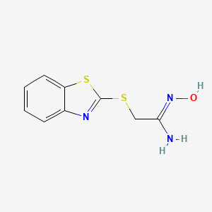 molecular formula C9H9N3OS2 B11683785 Acetamidoxime, 2-(2-benzothiazolylthio)- CAS No. 24793-31-5