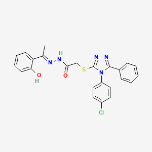 molecular formula C24H20ClN5O2S B11683809 2-{[4-(4-chlorophenyl)-5-phenyl-4H-1,2,4-triazol-3-yl]sulfanyl}-N'-[(1E)-1-(2-hydroxyphenyl)ethylidene]acetohydrazide 