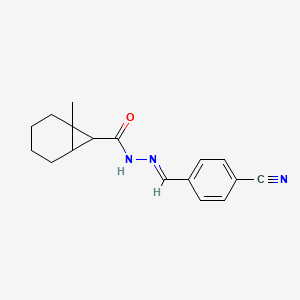 molecular formula C17H19N3O B11683811 N'-[(E)-(4-cyanophenyl)methylidene]-1-methylbicyclo[4.1.0]heptane-7-carbohydrazide 