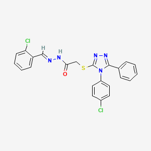 molecular formula C23H17Cl2N5OS B11683816 N'-[(E)-(2-chlorophenyl)methylidene]-2-{[4-(4-chlorophenyl)-5-phenyl-4H-1,2,4-triazol-3-yl]sulfanyl}acetohydrazide 