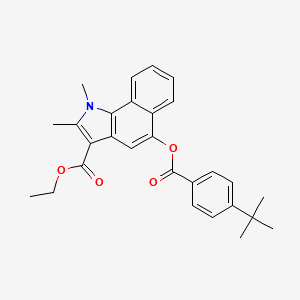 molecular formula C28H29NO4 B11683820 ethyl 5-{[(4-tert-butylphenyl)carbonyl]oxy}-1,2-dimethyl-1H-benzo[g]indole-3-carboxylate 