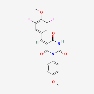 (5E)-5-(3,5-diiodo-4-methoxybenzylidene)-1-(4-methoxyphenyl)pyrimidine-2,4,6(1H,3H,5H)-trione