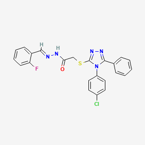 2-{[4-(4-chlorophenyl)-5-phenyl-4H-1,2,4-triazol-3-yl]sulfanyl}-N'-[(E)-(2-fluorophenyl)methylidene]acetohydrazide