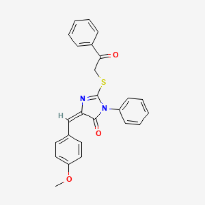 molecular formula C25H20N2O3S B11683860 (5E)-5-(4-methoxybenzylidene)-2-[(2-oxo-2-phenylethyl)sulfanyl]-3-phenyl-3,5-dihydro-4H-imidazol-4-one 