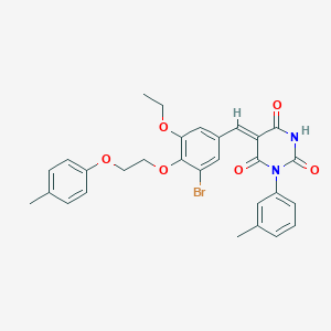 (5Z)-5-{3-bromo-5-ethoxy-4-[2-(4-methylphenoxy)ethoxy]benzylidene}-1-(3-methylphenyl)pyrimidine-2,4,6(1H,3H,5H)-trione