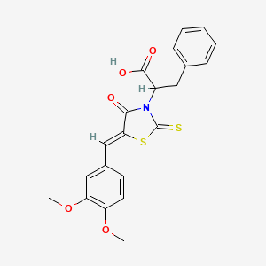 2-[(5Z)-5-[(3,4-dimethoxyphenyl)methylidene]-4-oxo-2-sulfanylidene-1,3-thiazolidin-3-yl]-3-phenylpropanoic acid