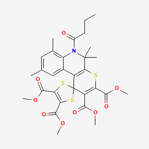 Tetramethyl 6'-butanoyl-5',5',7',9'-tetramethyl-5',6'-dihydrospiro[1,3-dithiole-2,1'-thiopyrano[2,3-c]quinoline]-2',3',4,5-tetracarboxylate