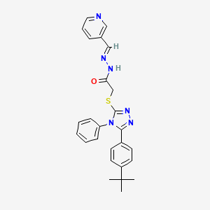 2-{[5-(4-tert-butylphenyl)-4-phenyl-4H-1,2,4-triazol-3-yl]sulfanyl}-N'-[(E)-3-pyridinylmethylidene]acetohydrazide