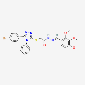 2-{[5-(4-bromophenyl)-4-phenyl-4H-1,2,4-triazol-3-yl]sulfanyl}-N'-[(E)-(2,3,4-trimethoxyphenyl)methylidene]acetohydrazide