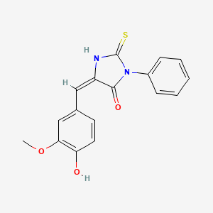 (5E)-5-[(4-hydroxy-3-methoxyphenyl)methylidene]-3-phenyl-2-sulfanylideneimidazolidin-4-one