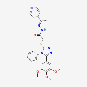 2-{[4-phenyl-5-(3,4,5-trimethoxyphenyl)-4H-1,2,4-triazol-3-yl]sulfanyl}-N'-[(1E)-1-(pyridin-4-yl)ethylidene]acetohydrazide