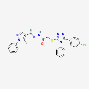 2-{[5-(4-chlorophenyl)-4-(4-methylphenyl)-4H-1,2,4-triazol-3-yl]sulfanyl}-N'-[(E)-(3,5-dimethyl-1-phenyl-1H-pyrazol-4-yl)methylidene]acetohydrazide