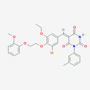 (5Z)-5-{3-bromo-5-ethoxy-4-[2-(2-methoxyphenoxy)ethoxy]benzylidene}-1-(3-methylphenyl)pyrimidine-2,4,6(1H,3H,5H)-trione