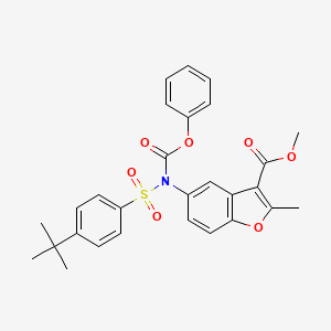 molecular formula C28H27NO7S B11684027 Methyl 5-{[(4-tert-butylphenyl)sulfonyl](phenoxycarbonyl)amino}-2-methyl-1-benzofuran-3-carboxylate 