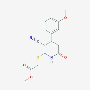 molecular formula C16H16N2O4S B11684036 Methyl {[3-cyano-4-(3-methoxyphenyl)-6-oxo-1,4,5,6-tetrahydropyridin-2-yl]sulfanyl}acetate 