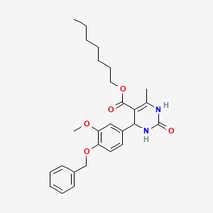 molecular formula C27H34N2O5 B11684047 Heptyl 4-[4-(benzyloxy)-3-methoxyphenyl]-6-methyl-2-oxo-1,2,3,4-tetrahydropyrimidine-5-carboxylate 