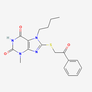 molecular formula C18H20N4O3S B11684064 7-Butyl-3-methyl-8-(2-oxo-2-phenyl-ethylsulfanyl)-3,7-dihydro-purine-2,6-dione 