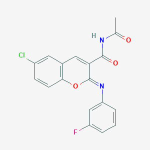 (2Z)-N-acetyl-6-chloro-2-[(3-fluorophenyl)imino]-2H-chromene-3-carboxamide