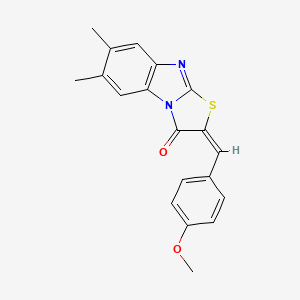 molecular formula C19H16N2O2S B11684090 (2E)-2-(4-methoxybenzylidene)-6,7-dimethyl[1,3]thiazolo[3,2-a]benzimidazol-3(2H)-one 