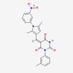 (5E)-5-{[2,5-dimethyl-1-(3-nitrophenyl)-1H-pyrrol-3-yl]methylidene}-1-(3-methylphenyl)pyrimidine-2,4,6(1H,3H,5H)-trione