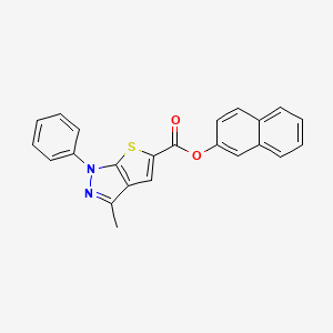 molecular formula C23H16N2O2S B11684135 Naphthalen-2-yl 3-methyl-1-phenylthieno[2,3-c]pyrazole-5-carboxylate 