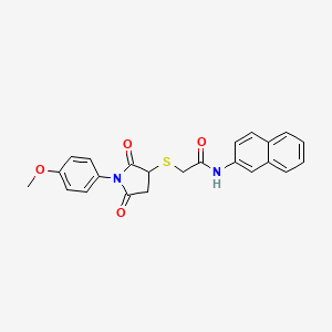 2-{[1-(4-methoxyphenyl)-2,5-dioxo-3-pyrrolidinyl]thio}-N-2-naphthylacetamide