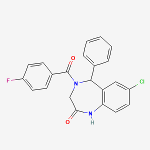 molecular formula C22H16ClFN2O2 B11684171 7-chloro-4-(4-fluorobenzoyl)-5-phenyl-4,5-dihydro-1H-benzo[e][1,4]diazepin-2(3H)-one 