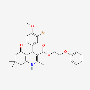 2-Phenoxyethyl 4-(3-bromo-4-methoxyphenyl)-2,7,7-trimethyl-5-oxo-1,4,5,6,7,8-hexahydroquinoline-3-carboxylate