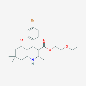 molecular formula C23H28BrNO4 B11684189 2-Ethoxyethyl 4-(4-bromophenyl)-2,7,7-trimethyl-5-oxo-1,4,5,6,7,8-hexahydroquinoline-3-carboxylate 