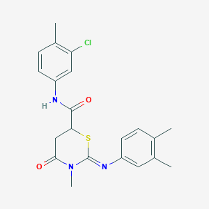 (2E)-N-(3-chloro-4-methylphenyl)-2-[(3,4-dimethylphenyl)imino]-3-methyl-4-oxo-1,3-thiazinane-6-carboxamide