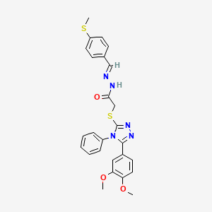 2-{[5-(3,4-dimethoxyphenyl)-4-phenyl-4H-1,2,4-triazol-3-yl]sulfanyl}-N'-{(E)-[4-(methylsulfanyl)phenyl]methylidene}acetohydrazide