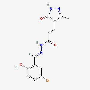 N'-[(E)-(5-Bromo-2-hydroxyphenyl)methylidene]-3-(3-methyl-5-oxo-4,5-dihydro-1H-pyrazol-4-YL)propanohydrazide