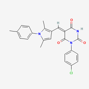 (5Z)-1-(4-chlorophenyl)-5-{[2,5-dimethyl-1-(4-methylphenyl)-1H-pyrrol-3-yl]methylidene}pyrimidine-2,4,6(1H,3H,5H)-trione