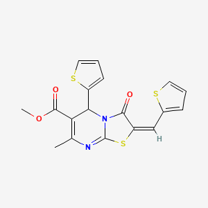 7-Methyl-3-oxo-5-thiophen-2-yl-2-thiophen-2-ylmethylene-2,3-dihydro-5H-thiazolo[