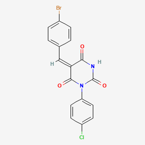 molecular formula C17H10BrClN2O3 B11684339 (5E)-5-(4-bromobenzylidene)-1-(4-chlorophenyl)pyrimidine-2,4,6(1H,3H,5H)-trione 