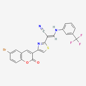 molecular formula C22H11BrF3N3O2S B11684395 (2E)-2-[4-(6-bromo-2-oxo-2H-chromen-3-yl)-1,3-thiazol-2-yl]-3-{[3-(trifluoromethyl)phenyl]amino}prop-2-enenitrile 