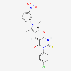 (5E)-1-(4-chlorophenyl)-5-{[2,5-dimethyl-1-(3-nitrophenyl)-1H-pyrrol-3-yl]methylidene}-2-thioxodihydropyrimidine-4,6(1H,5H)-dione