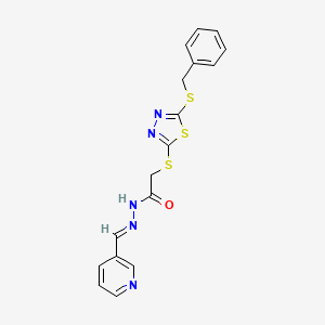 molecular formula C17H15N5OS3 B11684465 2-{[5-(benzylsulfanyl)-1,3,4-thiadiazol-2-yl]sulfanyl}-N'-[(E)-pyridin-3-ylmethylidene]acetohydrazide 