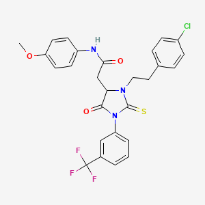 2-{3-[2-(4-chlorophenyl)ethyl]-5-oxo-2-thioxo-1-[3-(trifluoromethyl)phenyl]imidazolidin-4-yl}-N-(4-methoxyphenyl)acetamide