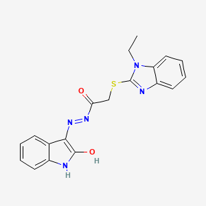 2-[(1-ethyl-1H-benzimidazol-2-yl)sulfanyl]-N'-[(3Z)-2-oxo-1,2-dihydro-3H-indol-3-ylidene]acetohydrazide