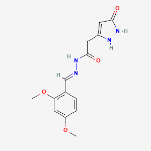 molecular formula C14H16N4O4 B11684493 N'-[(E)-(2,4-Dimethoxyphenyl)methylidene]-2-(5-hydroxy-1H-pyrazol-3-YL)acetohydrazide 