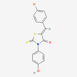 molecular formula C16H10BrNO2S2 B11684509 (5Z)-5-(4-bromobenzylidene)-3-(4-hydroxyphenyl)-2-thioxo-1,3-thiazolidin-4-one 