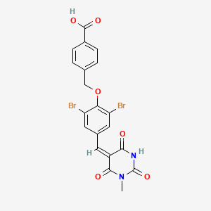 molecular formula C20H14Br2N2O6 B11684514 4-({2,6-dibromo-4-[(E)-(1-methyl-2,4,6-trioxotetrahydropyrimidin-5(2H)-ylidene)methyl]phenoxy}methyl)benzoic acid 