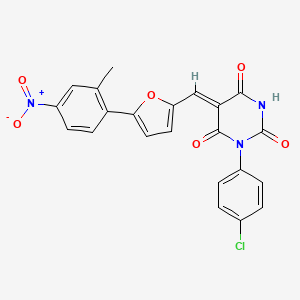 (5Z)-3-(4-chlorophenyl)-6-hydroxy-5-{[5-(2-methyl-4-nitrophenyl)furan-2-yl]methylidene}pyrimidine-2,4(3H,5H)-dione