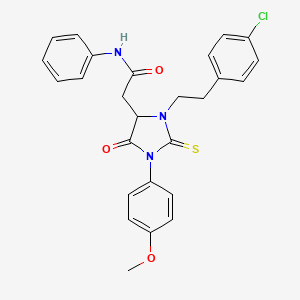 2-{3-[2-(4-chlorophenyl)ethyl]-1-(4-methoxyphenyl)-5-oxo-2-thioxoimidazolidin-4-yl}-N-phenylacetamide