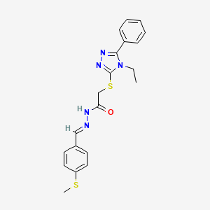 2-[(4-ethyl-5-phenyl-4H-1,2,4-triazol-3-yl)sulfanyl]-N'-{(E)-[4-(methylsulfanyl)phenyl]methylidene}acetohydrazide