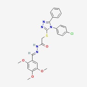 molecular formula C26H24ClN5O4S B11684628 2-{[4-(4-chlorophenyl)-5-phenyl-4H-1,2,4-triazol-3-yl]sulfanyl}-N'-[(E)-(2,4,5-trimethoxyphenyl)methylidene]acetohydrazide 