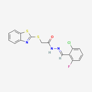 molecular formula C16H11ClFN3OS2 B11684636 2-(1,3-benzothiazol-2-ylsulfanyl)-N'-[(E)-(2-chloro-6-fluorophenyl)methylidene]acetohydrazide 